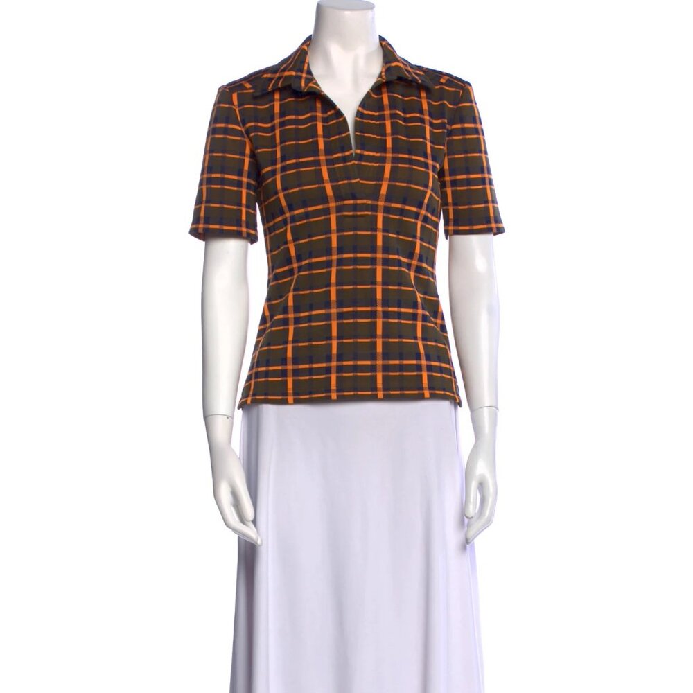 Derek Lam Plaid Print Polo Tee